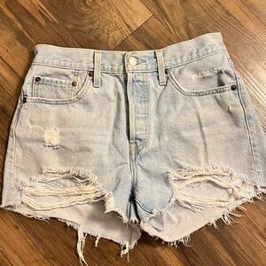 Levi's Light Blue Ripped Jean Shorts